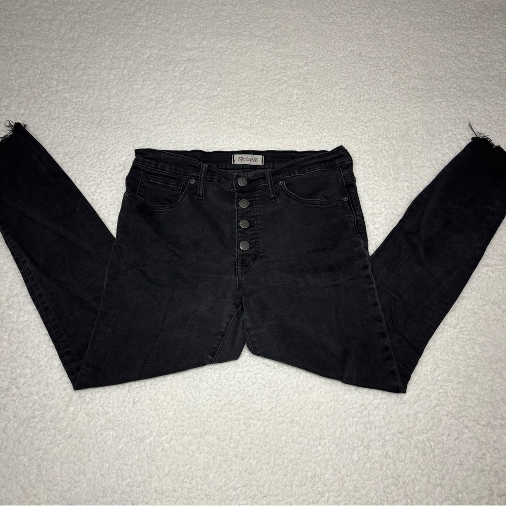 Madewell Women Black Denim 9” High Rise Skinny Jeans